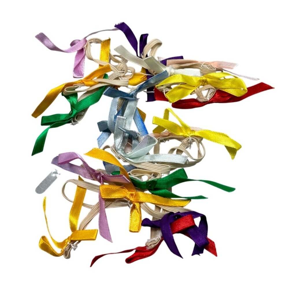 lot of Assorted Satin Ribbon Bow Elastic Hair Ties for kids or dolls plush READ
